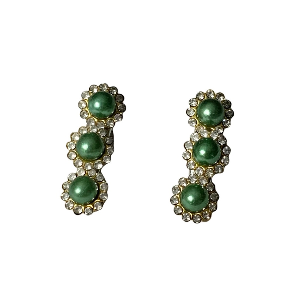 Handmade Green Pearl Hair Clips